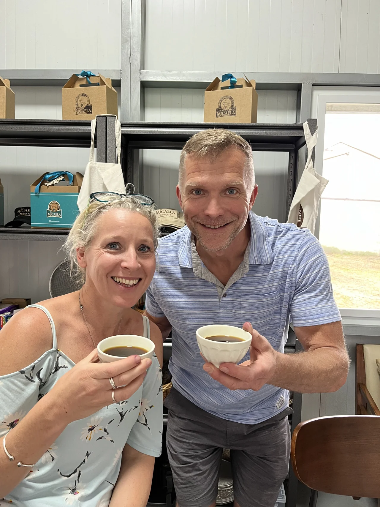 Randy and Jules sharing coffee in Panama
